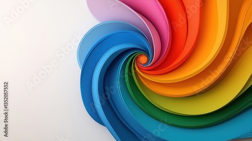 A colorful spectrum explodes in a vibrant swirl, showcasing a rainbow of shades and rich hues. The spiral blend forms a prism of light and color.