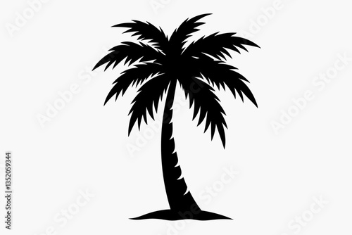 the palm tree sun silhouette black vector