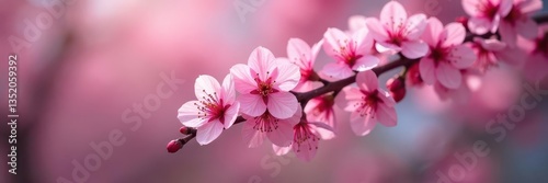 Close-up view of vibrant sakura branch against blurred background , focus, texture, botanical