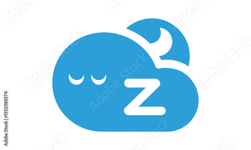 Sleeping Cloud Icon Flat Design