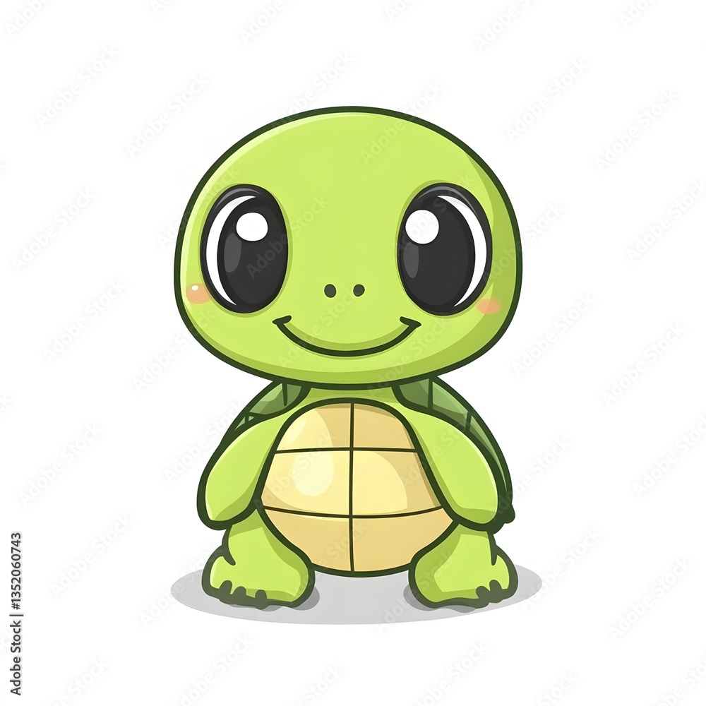 Fototapeta premium Cute Cartoon Baby Turtle with a Smile