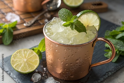 hot drink with mint and lemon