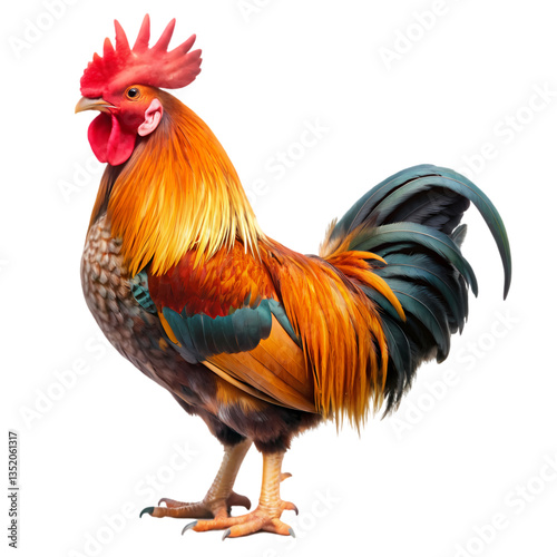 Rooster Colorful Farm Animal Image isolated on transparent background
