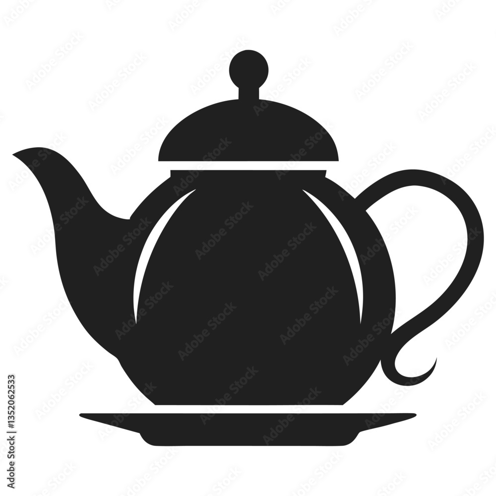 Obraz premium Sleek Minimalist Teapot Silhouette Vector Illustration in Flat Art Style on White Background