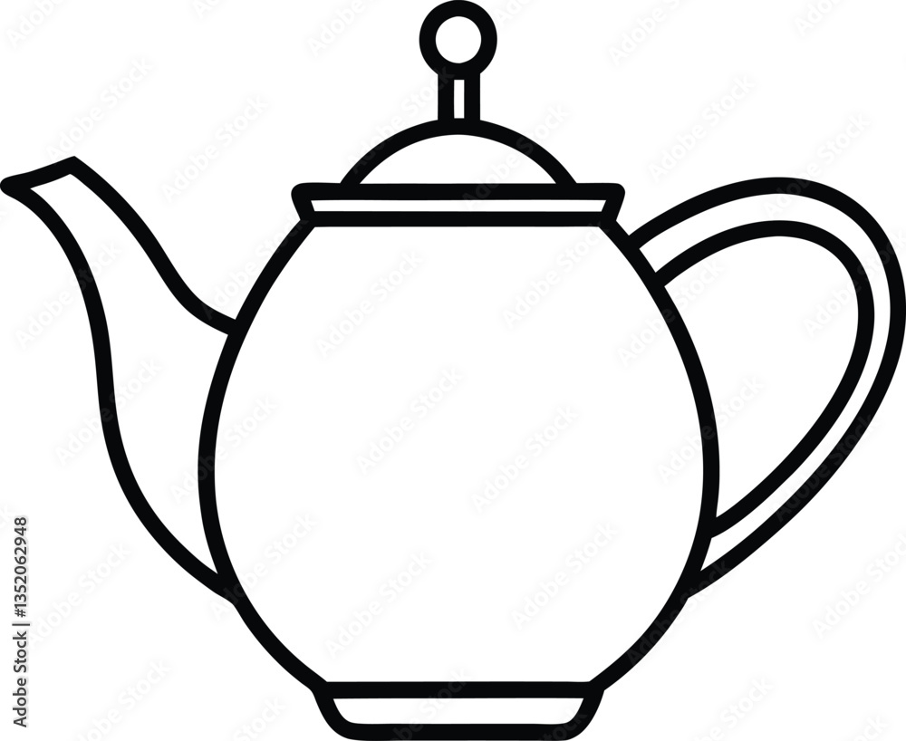 Fototapeta premium Sleek Minimalist Teapot Silhouette Vector Illustration in Flat Art Style on White Background