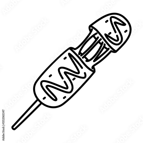 corn dog outline illustration. corn dog black line illustration.
