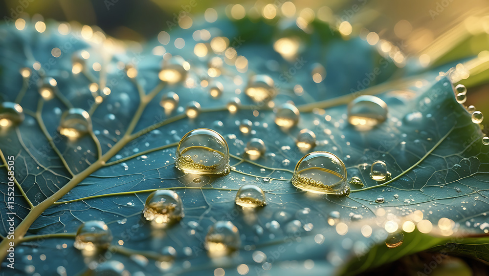 Fototapeta premium water drops on a leaf
