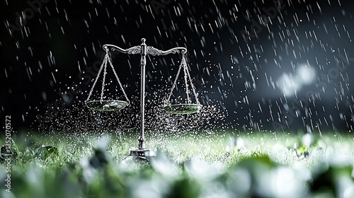 Obraz na płótnie Scales of justice in rain. Balance, equality, law w salonie