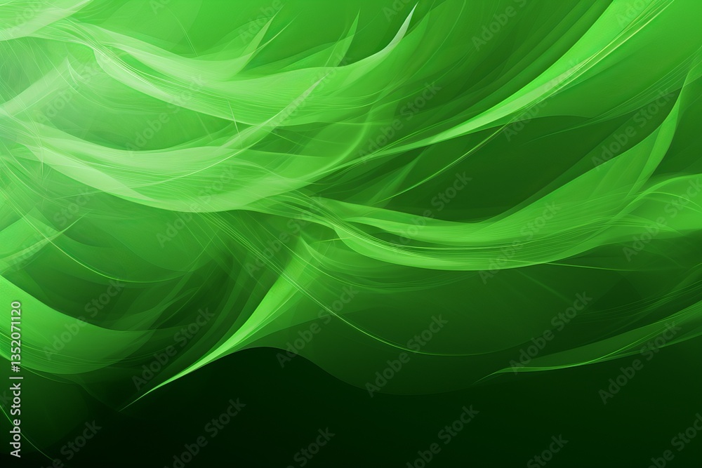 Swirling patterns of vibrant green shades create a dynamic and energetic visual experience in an abstract design