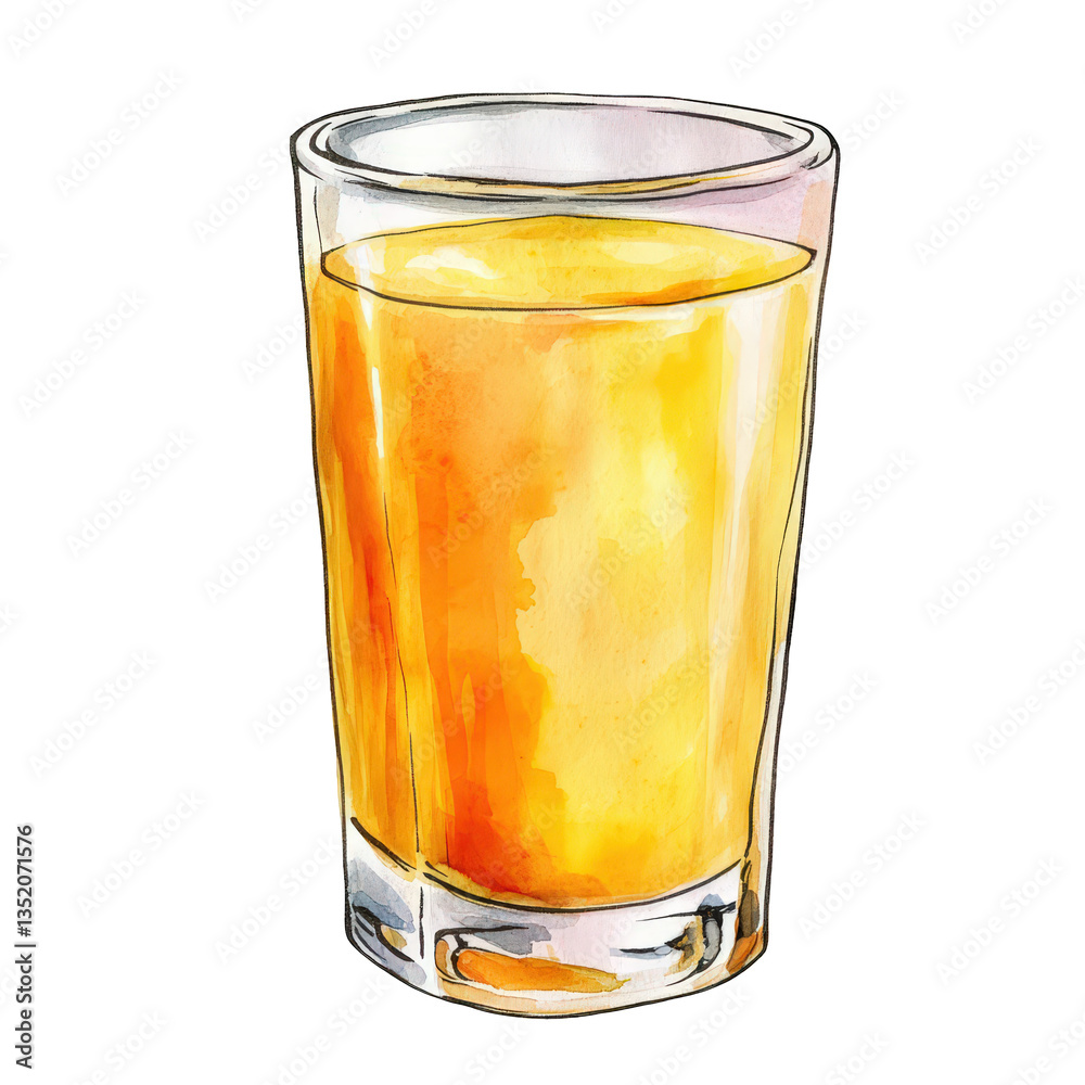 a watercolor illustration of a glass filled with a golden beverage likely juice or a cocktail showcasing a refreshing and vibrant drink a watercolor illustration of a glass filled with a golden beverage likely juice or a cocktail showcasing a refreshing and vibrant drink