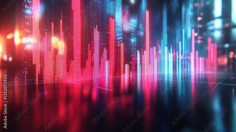 Abstract cityscape with data visualization, night scene, possible use for technology background Abstract cityscape with data visualization, night scene, possible use for technology background