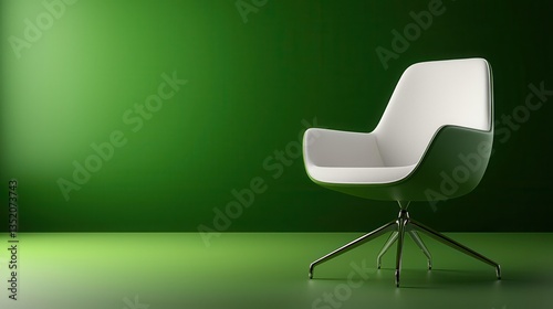 A single, white, modern chair, the perfect furniture for your room's design, isolated in a studio seat.