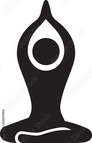 Yoga Icon. Flat style black icon on white background. Vector illustration.