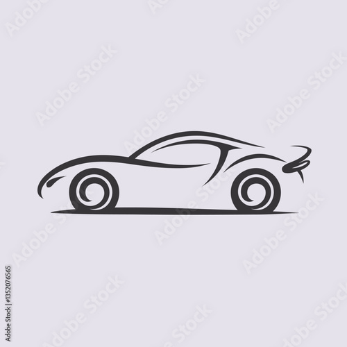 Elegant car silhouette, a stylish automotive design representing speed and modern engineering in a minimalistic format with smooth lines