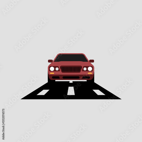 Stylish burgundy car on the open road: A modern vector illustration of automotive design and streamlined transportation