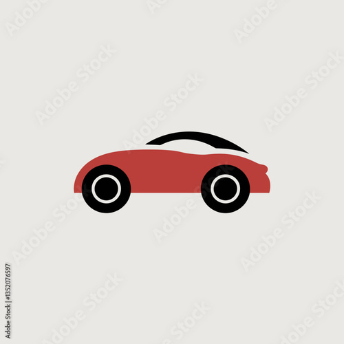 Stylized vector illustration of a red sports car, emblem with a simplistic design, ideal for automotive themes and graphic projects
