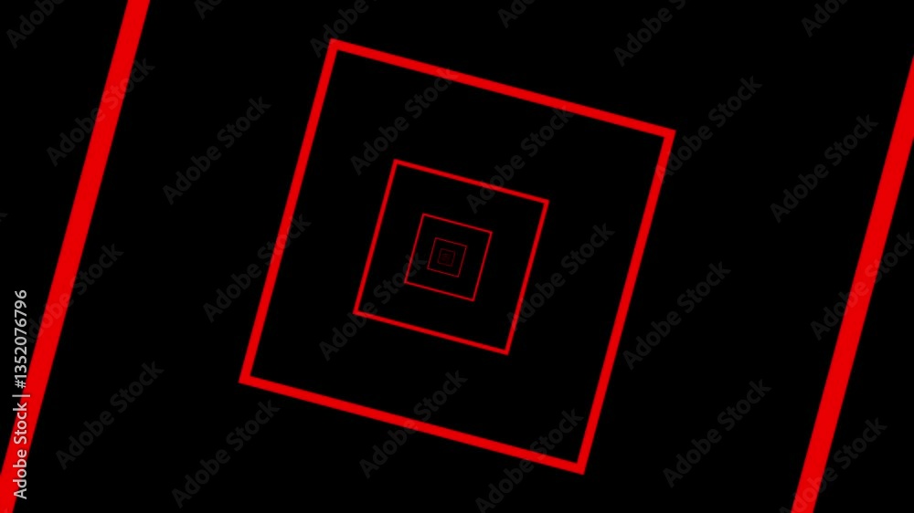 Infinite Tunnel Loop Red Oblique Square In Black Background Motion Effect Animation Infinite Tunnel Loop Red Oblique Square In Black Background Motion Effect Animation