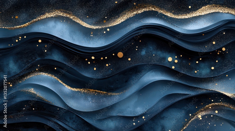 Abstract dark blue and gold wavy background design, suitable for wallpaper or backdrop Abstract dark blue and gold wavy background design, suitable for wallpaper or backdrop