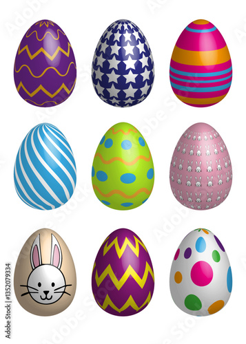 HUEVOS DE PASCUA COLOREADOS DECORATIVOS EN VECTOR PARA TRADICIÓN DE PASCUA
