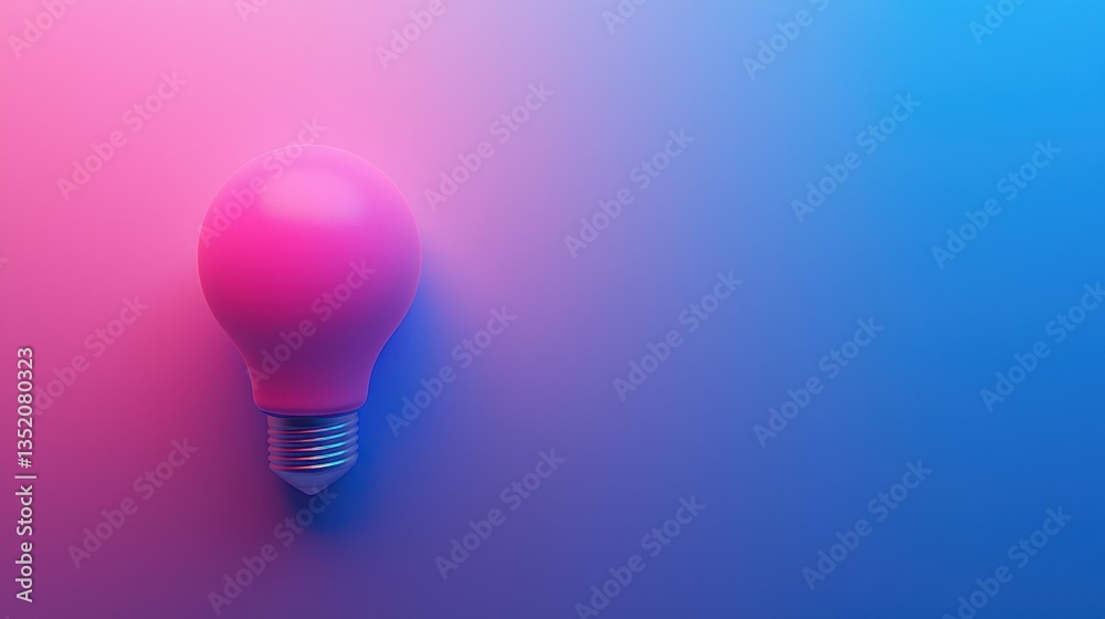 Pink lightbulb, gradient background, idea concept, digital render, stock photo Pink lightbulb, gradient background, idea concept, digital render, stock photo