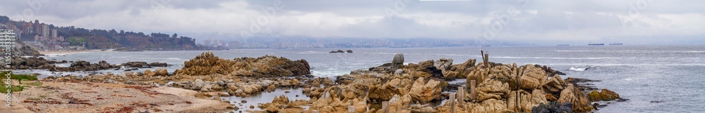 Panoramic view of Reñaca beach, Chile Panoramic view of Reñaca beach, Chile