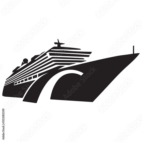 cruise ship icon, cruise ship silhouette vector, black illustration. with white background
