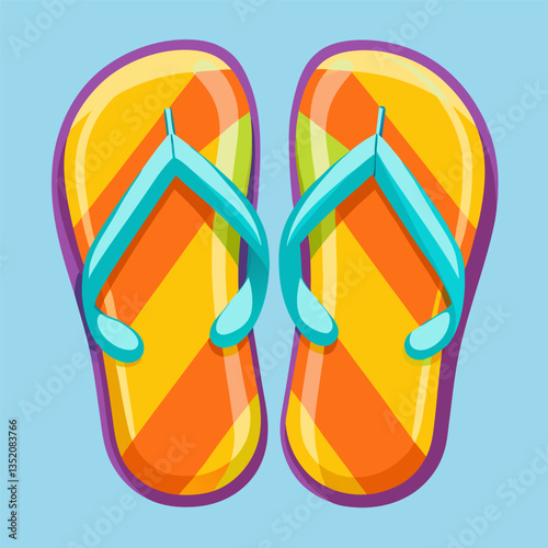 Cartoon colorful flip flops Flipflop pair sea shoe clothing summer sand beach slippers trendy sandal rubber footwear flipflop traveling design flipflops neat illustration