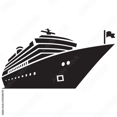 cruise ship icon, cruise ship silhouette vector, black illustration. with white background