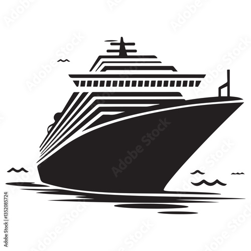 cruise ship icon, cruise ship silhouette vector, black illustration. with white background