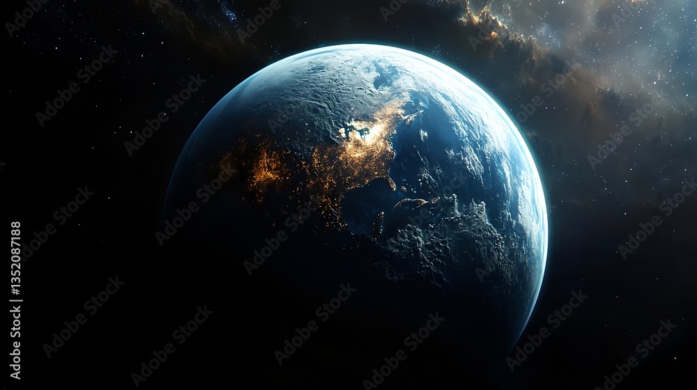 Obraz premium Stunning Photorealistic Planet Earth in Space with Cosmic Background