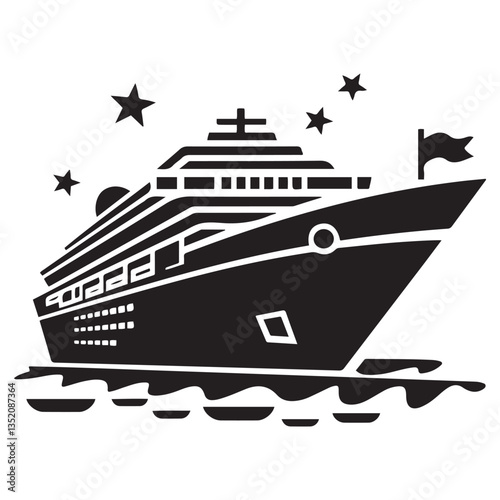 cruise ship icon, cruise ship silhouette vector, black illustration. with white background
