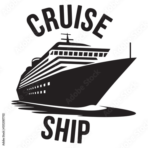 cruise ship icon, cruise ship silhouette vector, black illustration. with white background