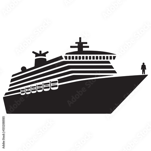cruise ship icon, cruise ship silhouette vector, black illustration. with white background