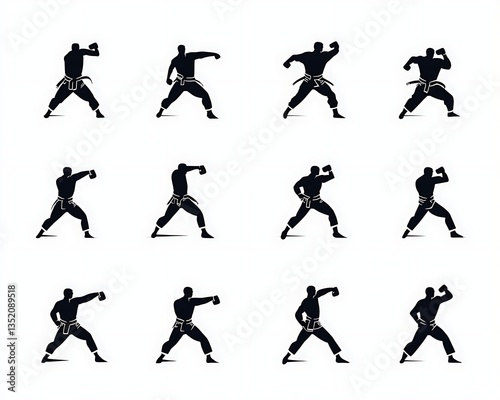 Wallpaper Mural Karate Martial Arts Silhouettes. Torontodigital.ca