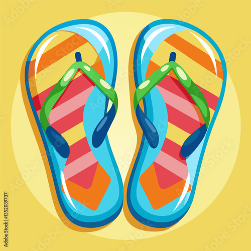 Cartoon colorful flip flops Flipflop pair sea shoe clothing summer sand beach slippers trendy sandal rubber footwear flipflop traveling design flipflops neat illustration