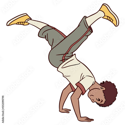 Illustration of a Dancer Performing a Handstand