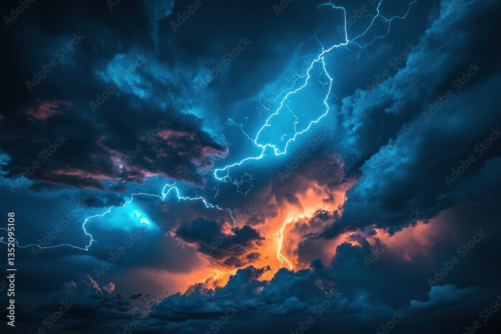 Fototapeta premium Dramatic storm clouds with lightning (1)