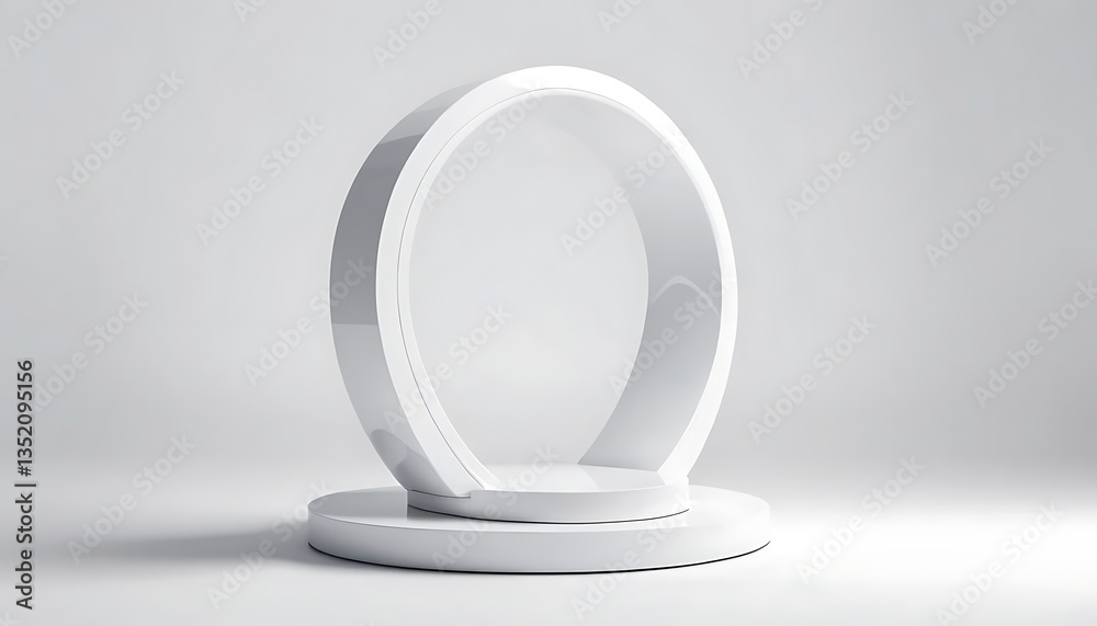 Showcasing Product Display Platform with Round Frame on White Background Showcasing Product Display Platform with Round Frame on White Background