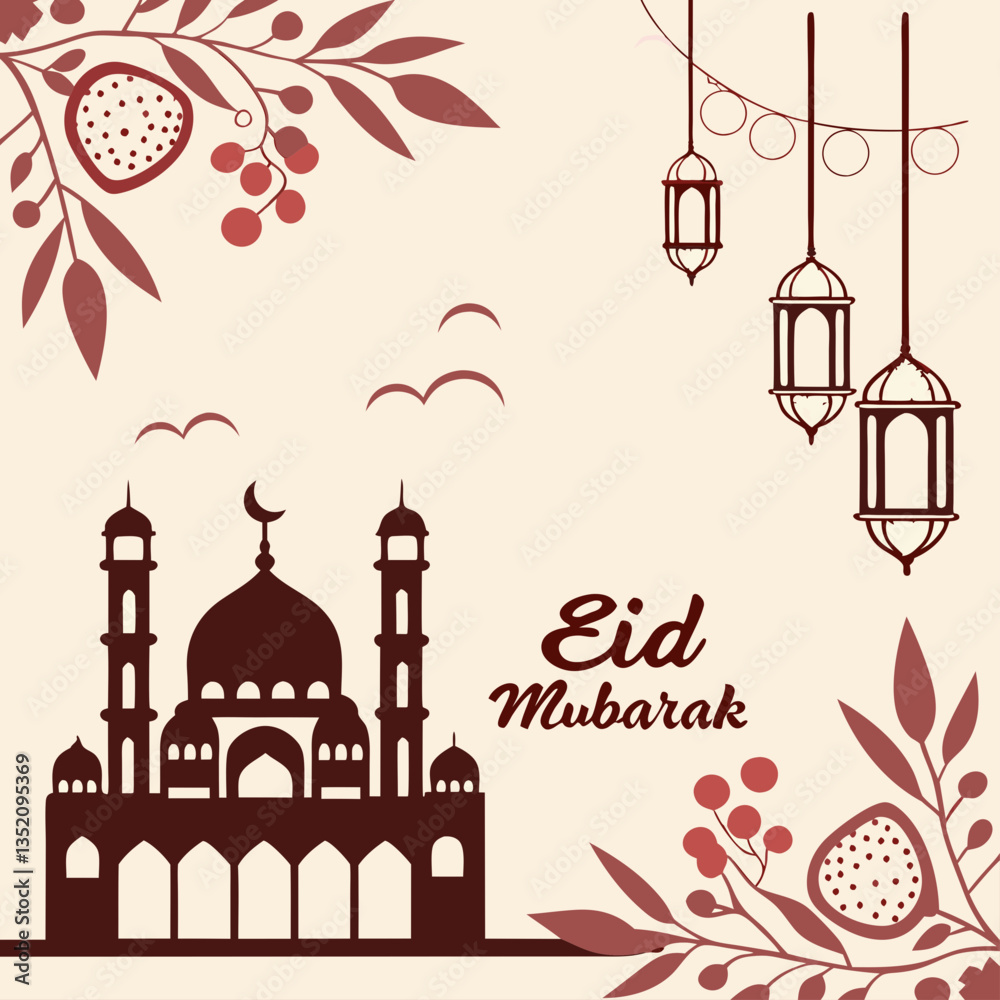 Obraz premium Eid Mubarak card vector illustration