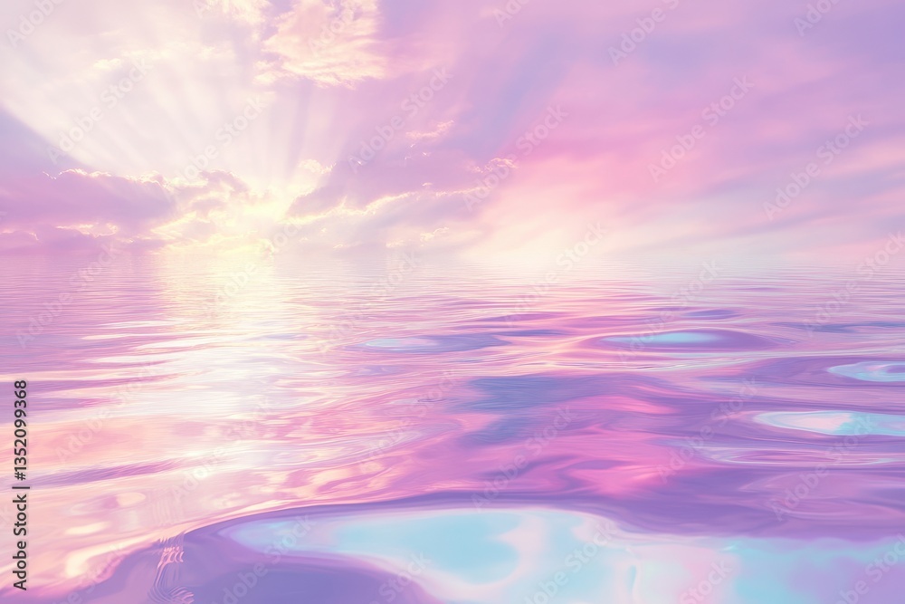Fototapeta premium Beautiful pastel sky reflecting onto the still water surface below