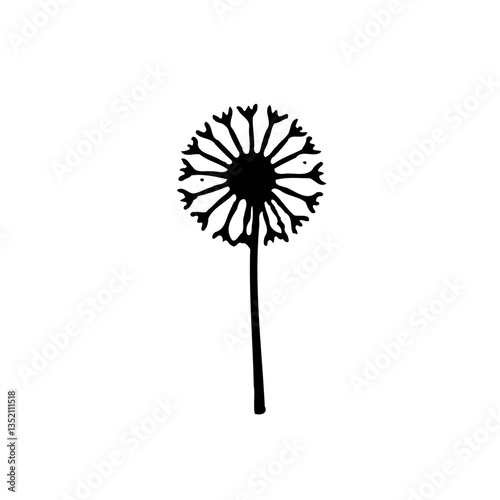 Minimalist Dandelion Seed Head Silhouette Design