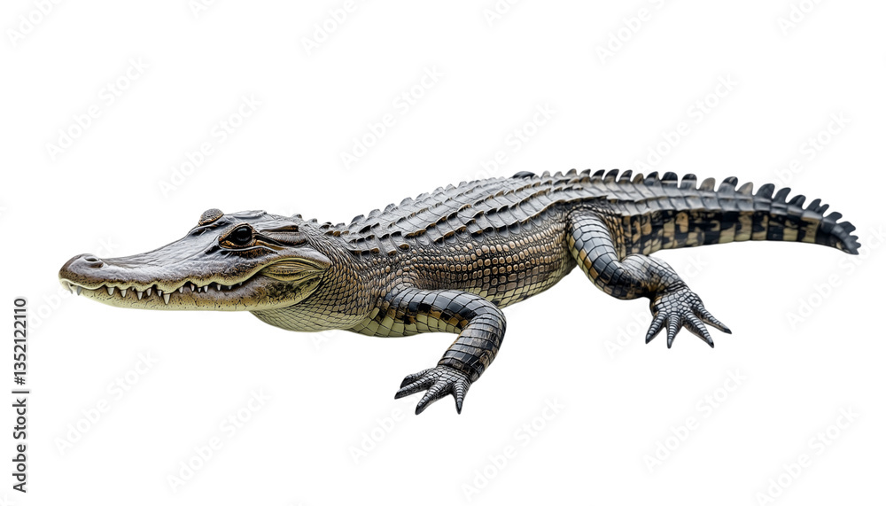 Crocodile, full body, on Png Format and Transparent Background