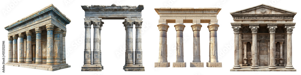 Ancient splendor isolated on transparent background. PNG , Set of