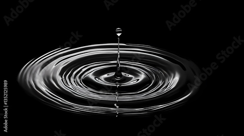 Water droplet creating concentric ripples on surface