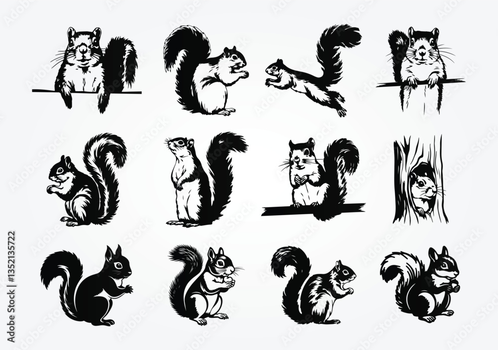 squirrel silhouette vector art design, illustration squirrel silhouette vector art design, illustration
