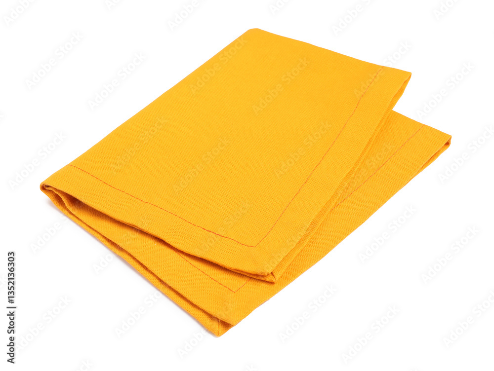 One bright yellow napkin isolated on white One bright yellow napkin isolated on white
