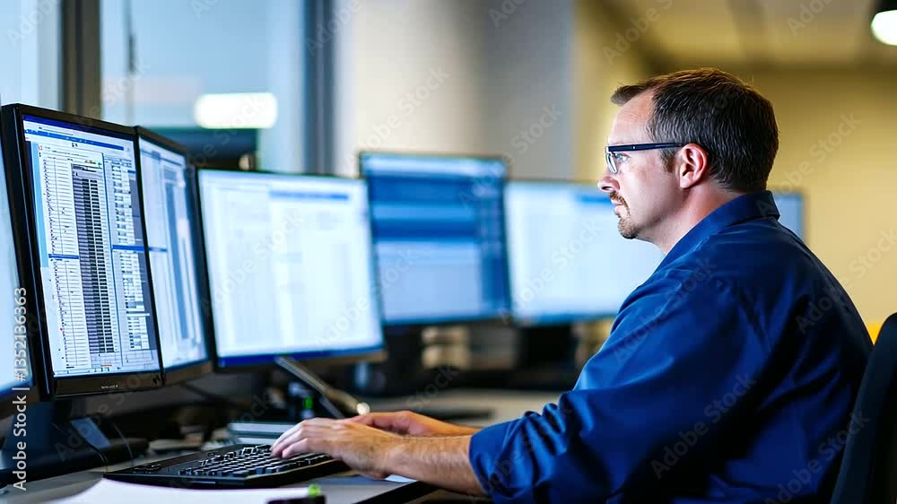 A professional overseeing quality assurance processes in a command center environment. A professional overseeing quality assurance processes in a command center environment.