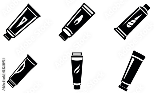 Diverse Toothpaste Tube Icons in a Simple Style