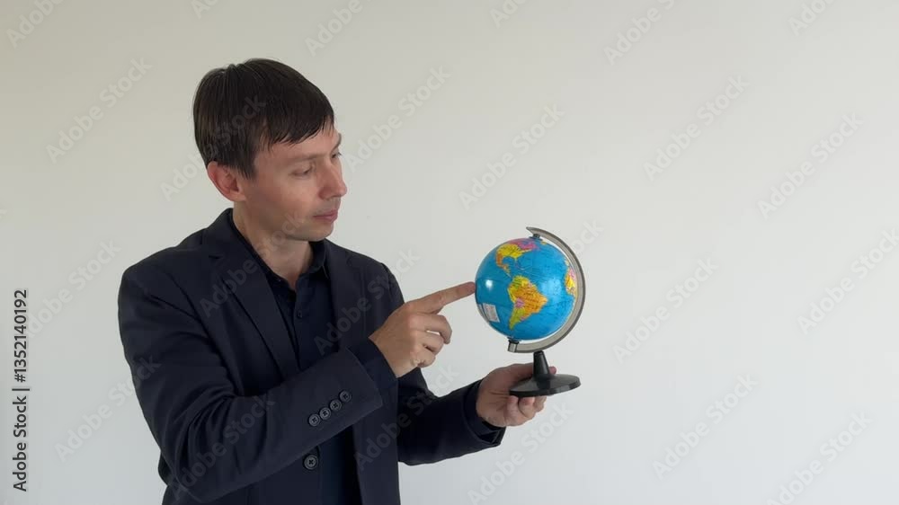 homem segurando globo terrestre 