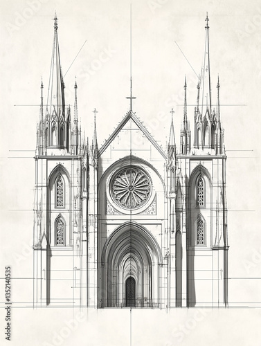 design sketch of a cathedral